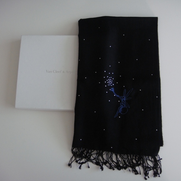 Van Cleef & Arpels Accessories - Van Cleef Arpels fairy crystal black scarf new box